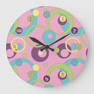 Funky Pink Circles Clock
