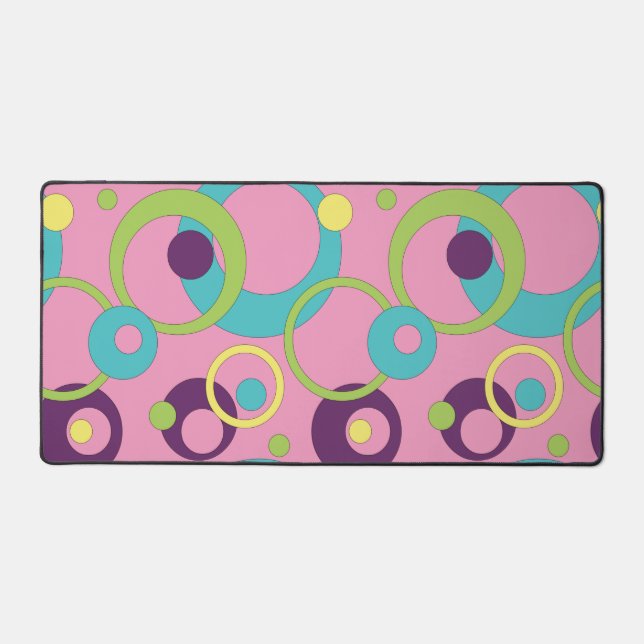 Funky Pink Circles Desk Mat (Front)