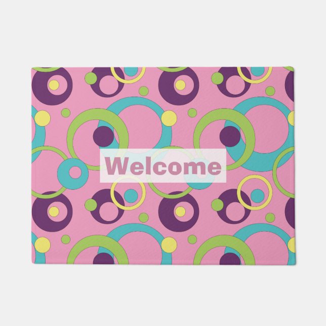 Funky Pink Circles Doormat (Front)