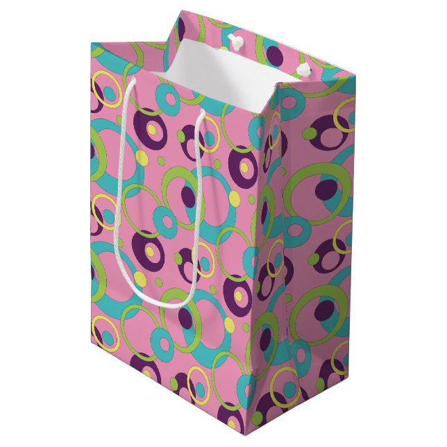 Funky Pink Circles Gift Bag (Front Angled)