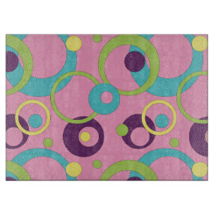 Funky Pink Circles Glass Cutting Board