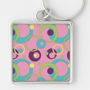 Funky Pink Circles Keychain