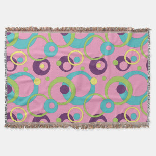 Funky Pink Circles Throw Blanket