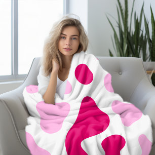 Funky Pink Cow Print Fleece Blanket