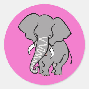 Funky pink ELEPHANT - Endangered animal -Wildlife- Classic Round Sticker