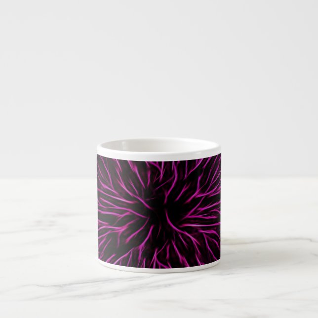 Funky Pink Fire Flower Abstract Espresso Cup (Front)