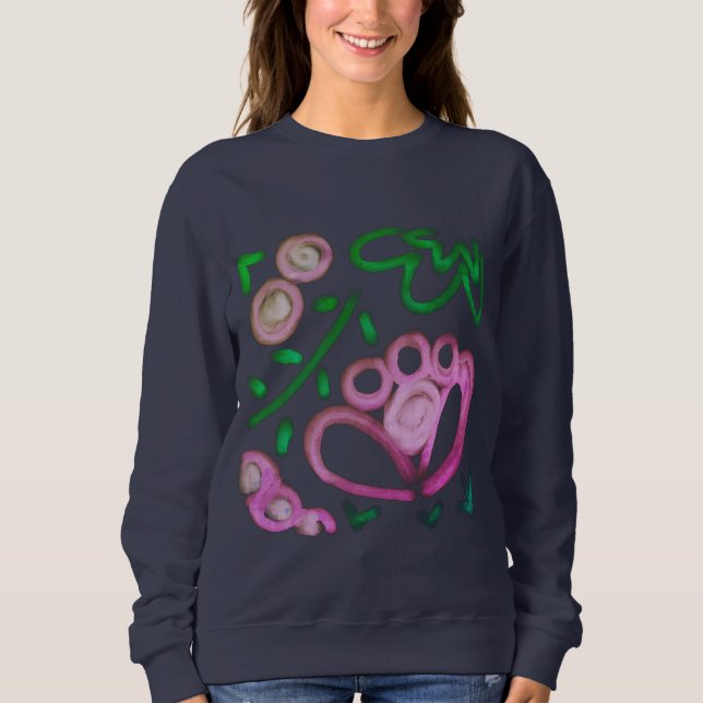 Funky Pink Flower Abstract Art to Wear Sweatshirt (Front)