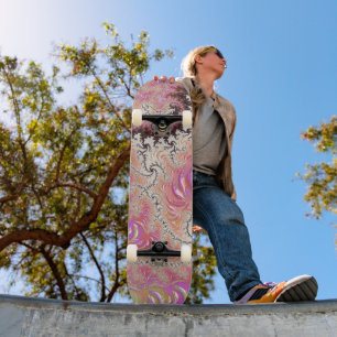 Funky Pink Fractal Skateboard