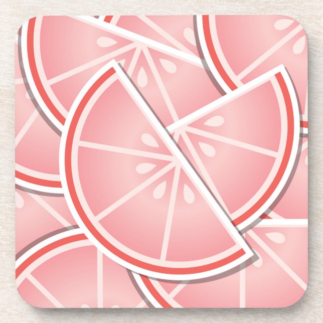 Funky pink grapefruit wedges coaster (Front)