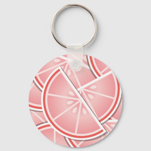 Funky pink grapefruit wedges key ring (Front)