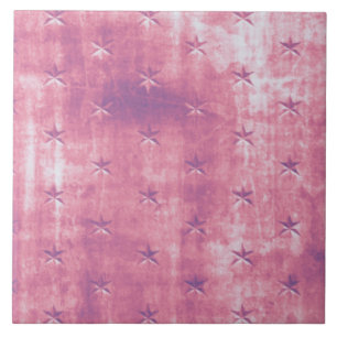 Funky Pink Grunge Star Pattern Tile