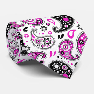 Funky Pink Modern Country Western Bandana Paisley Tie
