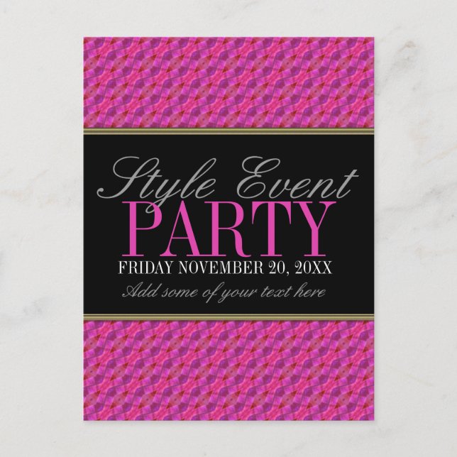 Funky Pink Pattern Office Party Invitation Cards (Front)