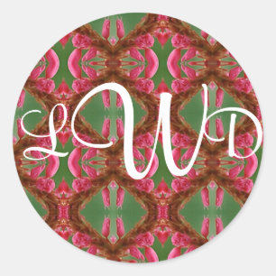 Funky Pink Personalised Monogram Stickers/Seals Classic Round Sticker