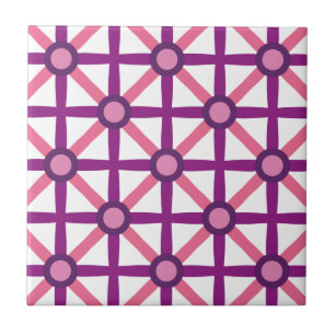 Funky Pink & Purple Pattern Ceramic Tile