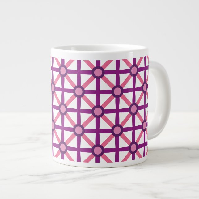 Funky Pink & Purple Pattern Large Coffee Mug (Front Right)