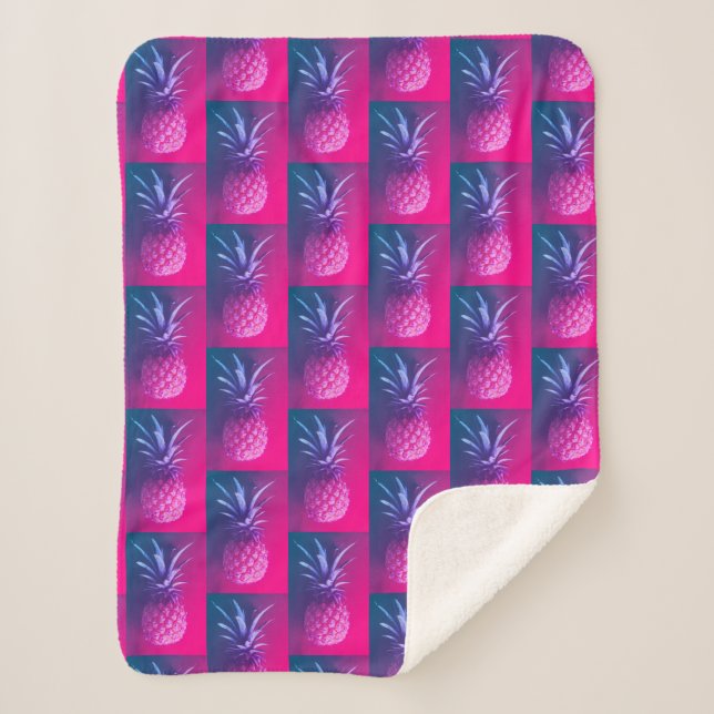 Funky Pink Purple Pineapple Yummy Blanket (Front)