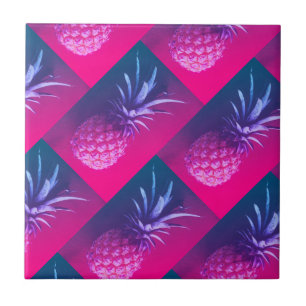 Funky Pink Purple Yummy Pineapple Pattern Ceramic Tile