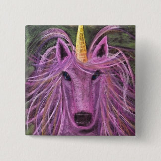 Funky Pink unicorn 15 Cm Square Badge
