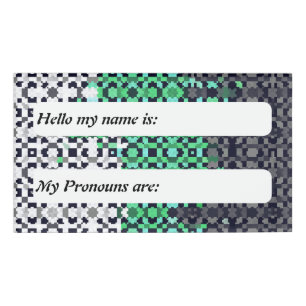 Funky Pixelated Customisable Neutrois Pride Flag   Name Tag