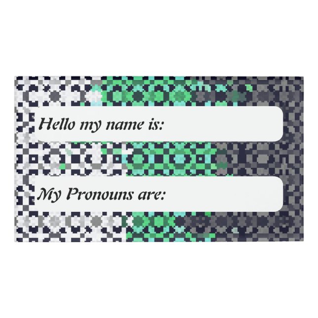 Funky Pixelated Customisable Neutrois Pride Flag   Name Tag (Front)