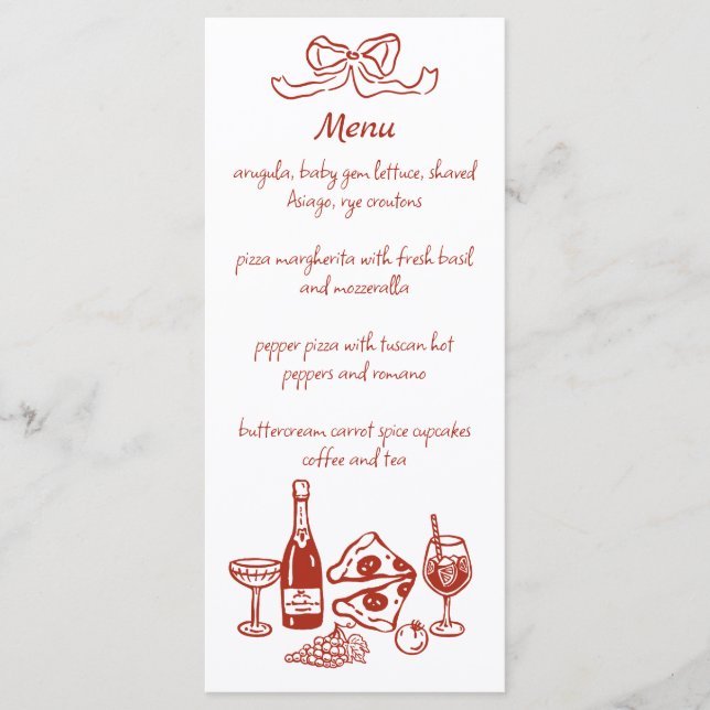 Funky Pizza Wine Handwritten Illustrated Menu (Front)