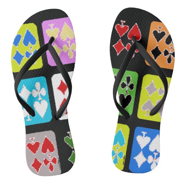 Funky Poker Player Stylised Cards Flip Flops (Footbed)
