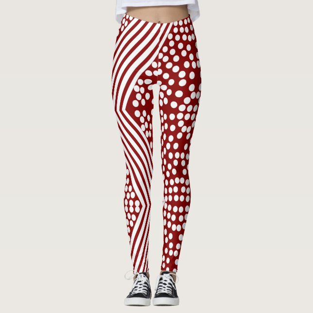 Funky Polka Dot Lines Bold Leggings (Front)