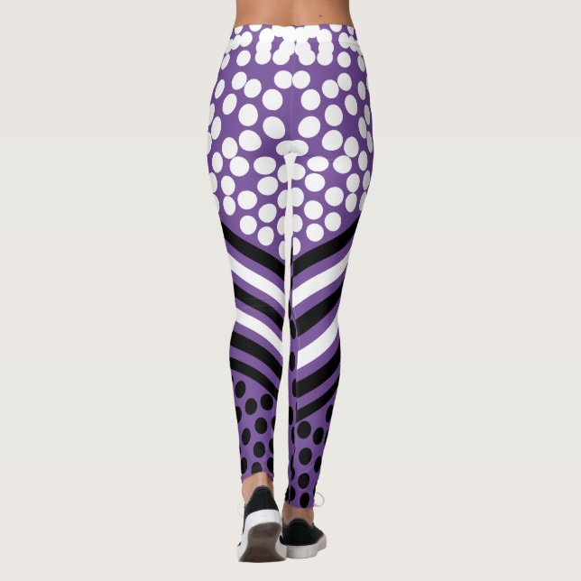 Funky Polka Dot Lines Bold Leggings (Back)