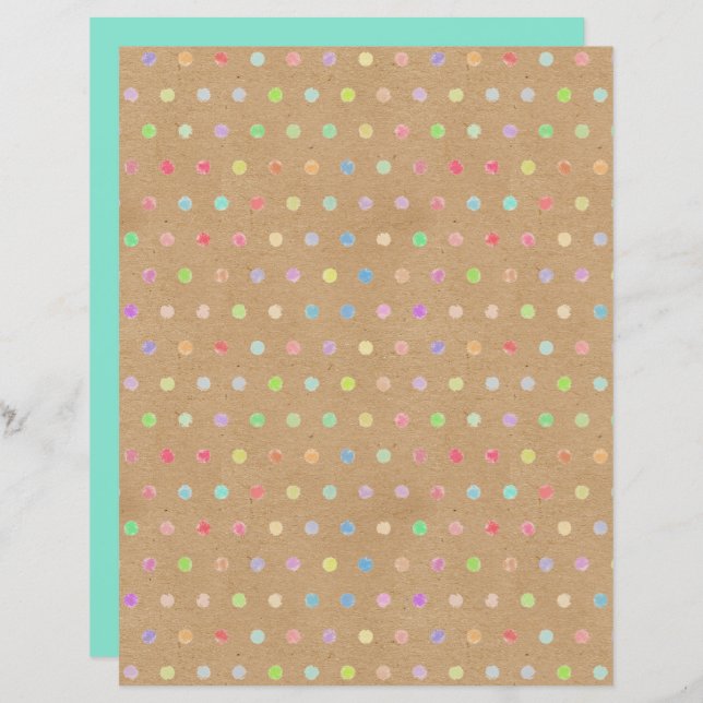 Funky Polkadots Faux Brown Kraft Scrapbook Paper (Front/Back)