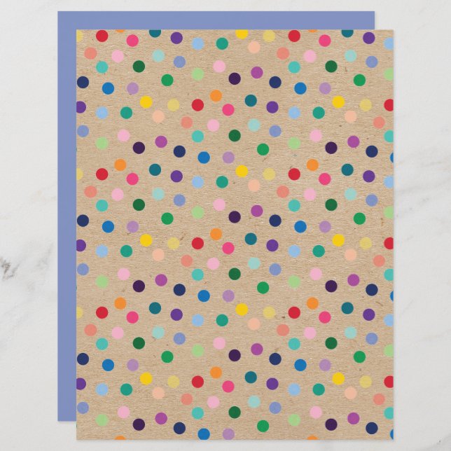 Funky Polkadots Faux Brown Kraft Scrapbook Paper (Front/Back)