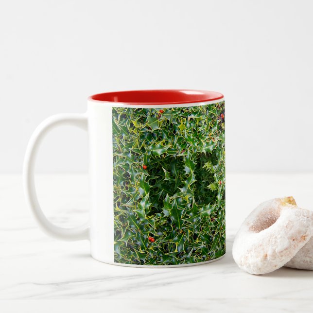 Funky Prickly Peace Holly tall coffee mug (With Donut)
