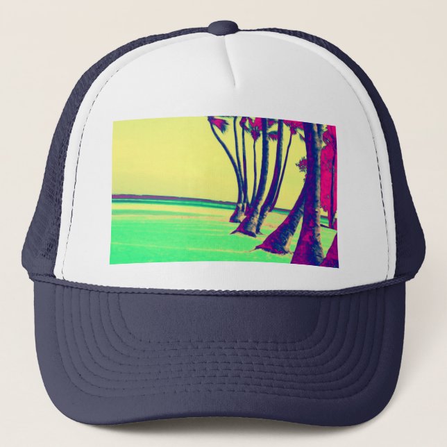 funky psychedelic beach design trucker hat (Front)