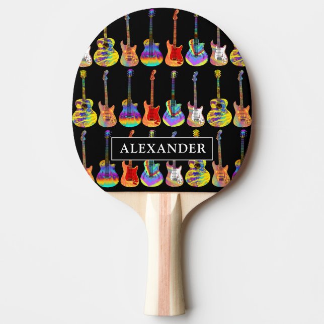 Funky Psychedelic Guitars Personalised  Ping Pong Paddle (Front)