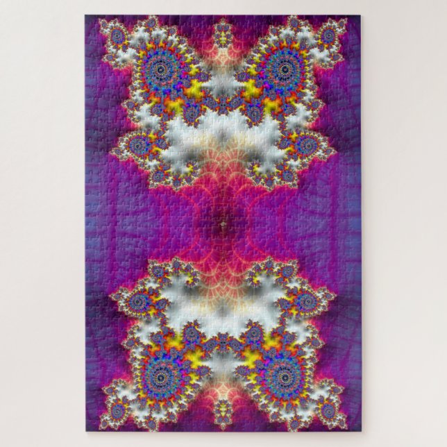 Funky Psychedelic Owl Fractal Abstract Jigsaw Puzzle (Vertical)