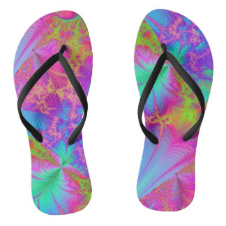 Funky Psychedelic Rainbow Colours Flip Flops