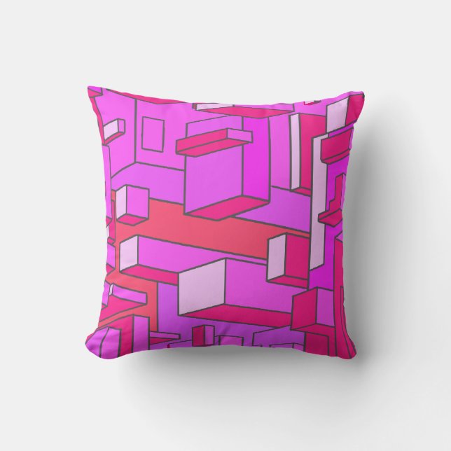 Funky Purple and Red Throw Pillow (Front)