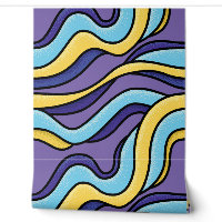 Funky Purple Blue Waves Groovy Abstract Art
