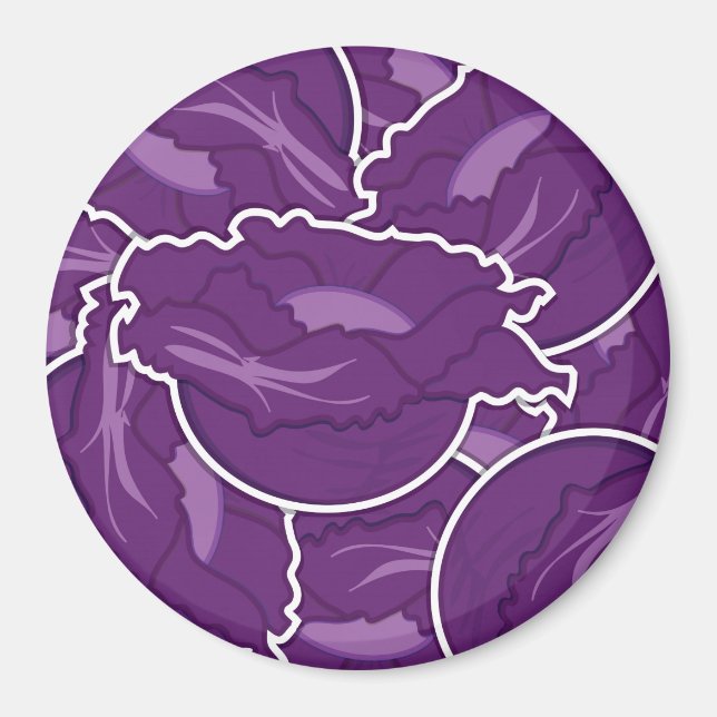 Funky purple cabbage magnet (Front)