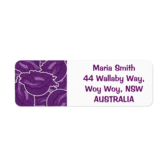 Funky purple cabbage return address label (Front)