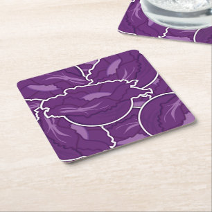 Funky purple cabbage square paper coaster