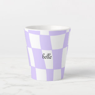 funky purple checkered latte mug