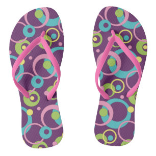 Funky Purple Circles Flip Flops