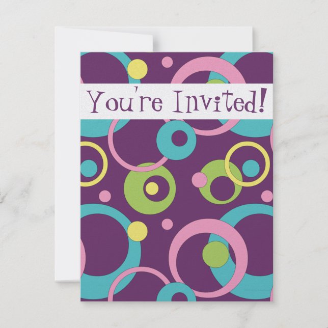 Funky Purple Circles Invitation (Front)