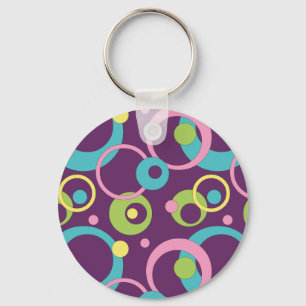 Funky Purple Circles Keychain