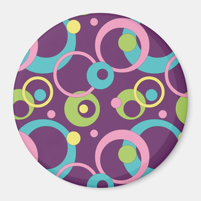 Funky Purple Circles Magnet (Front)