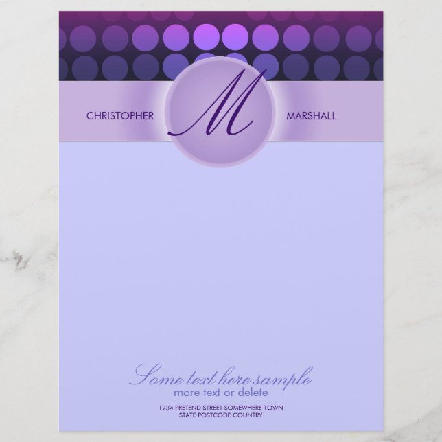 Funky Purple Disco Lights stationery Letterhead Design (Front)