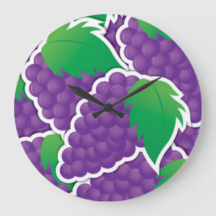 Funky purple grapes large clock