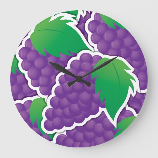 Funky purple grapes large clock (Front)