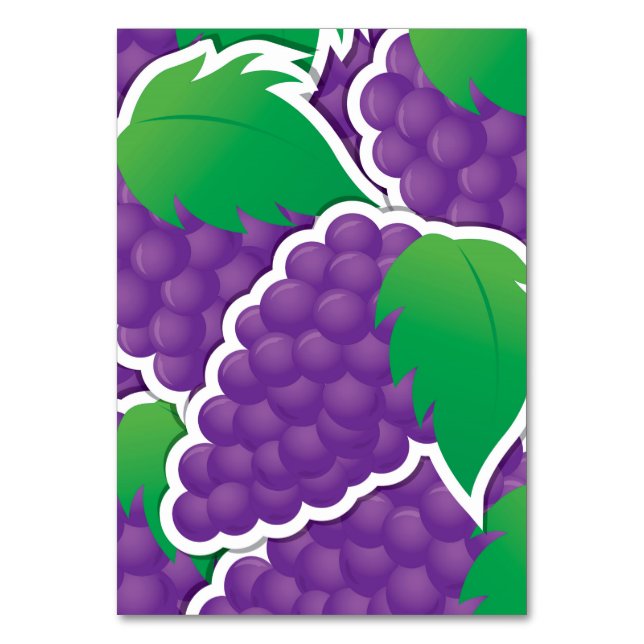 Funky purple grapes table number (Front)